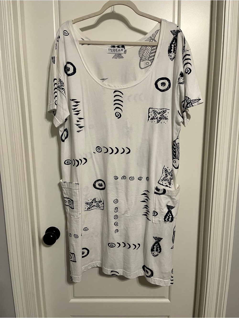 INGEAR White Short-Sleeve Tunic with Black Nautical Motif